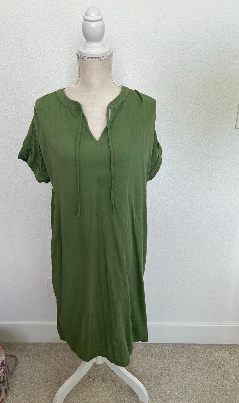 Style & Co Green Cotton Blend Summer Shift Dress - L